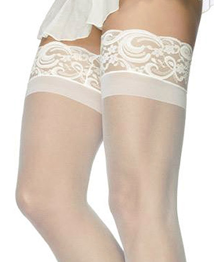 Les Bas Dentelle Voile Motif Fleuri Cheville