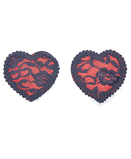Caches Tétons Coeur Rouge Dentelle Noire