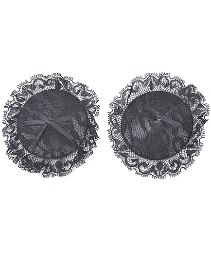 Caches Tétons Ronds Dentelle Noire