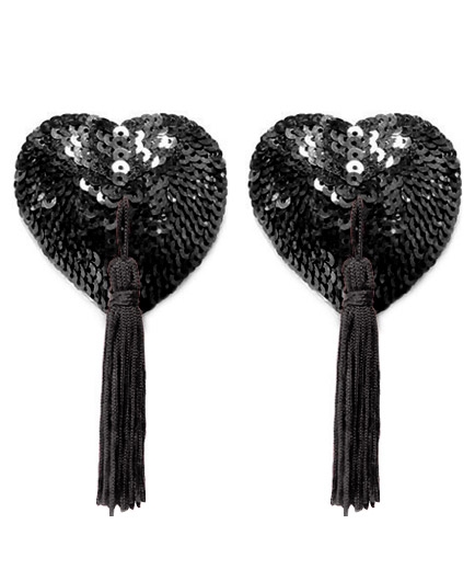 Les Caches Tétons Coeur Paillettes Noir Burlesque