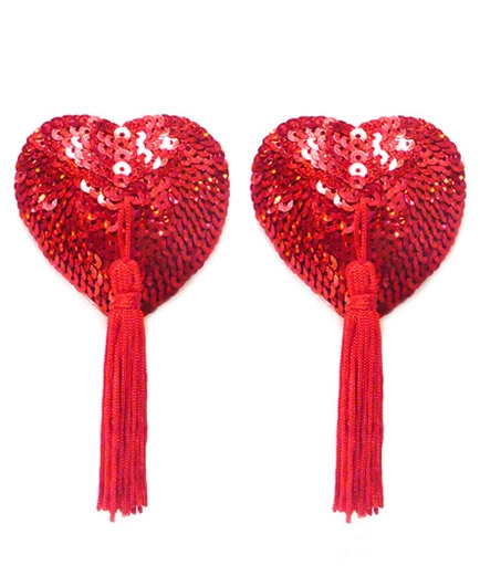 Les Caches Tétons Coeur Paillettes Rouge Nipples
