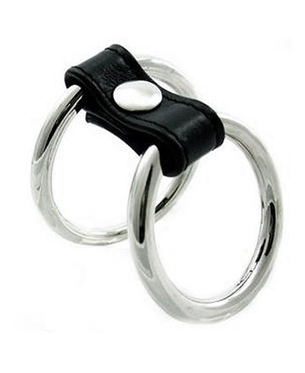 Double Anneau Cockring Métal et Cuir