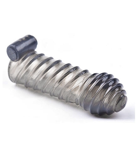 Gaine Pénis Noir Translucide avec Cockring Vibrant