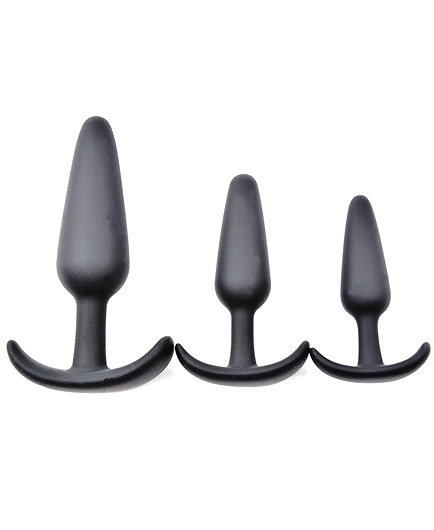 3 Plugs Anal Silicone Doux Noir