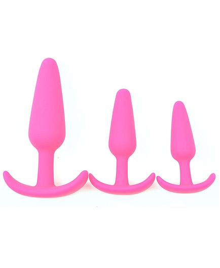3 Plugs Anal Silicone Doux Fuchsia