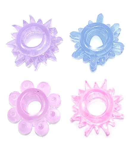 Lot de 4 Anneaux Translucides Texturés Picots