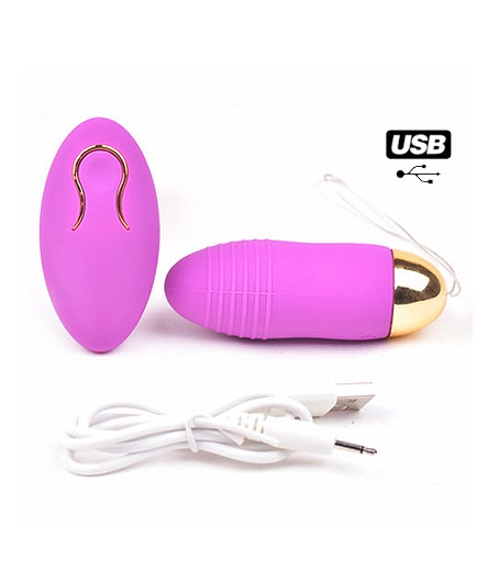 Oeuf Vibrant Télécommandé Violet et Doré Rechargeable