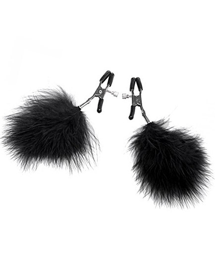Les Petites Pinces Tétons Plumes Boa Noires