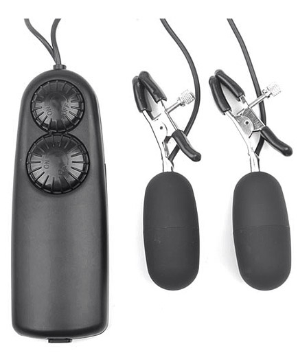 Pinces Seins Tétons Vibrants Noir Télécommande
