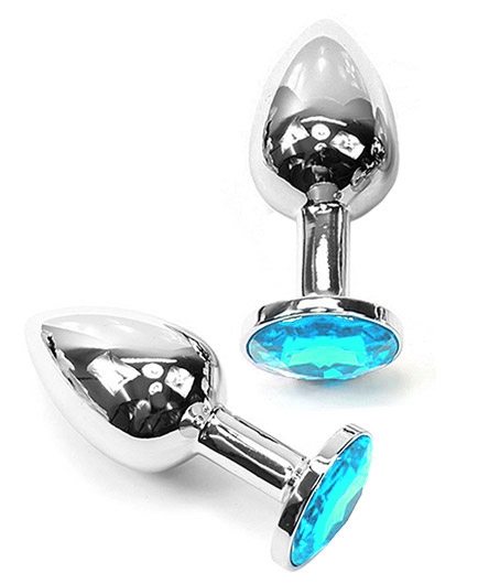 Plug Anal Métal Cristal Bijou Turquoise Moyen Modèle