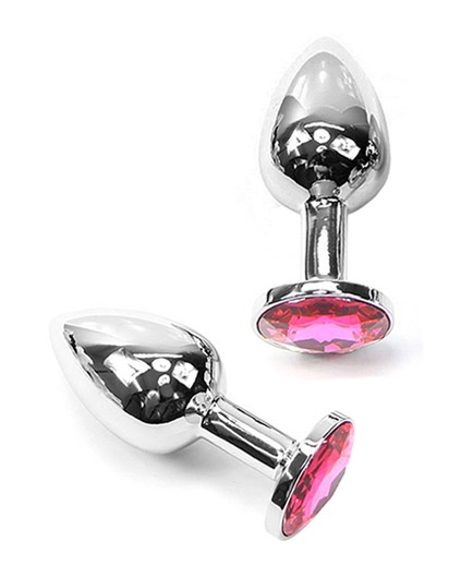 Plug Anal Métal Cristal Bijou Fuchsia Petit Modèle