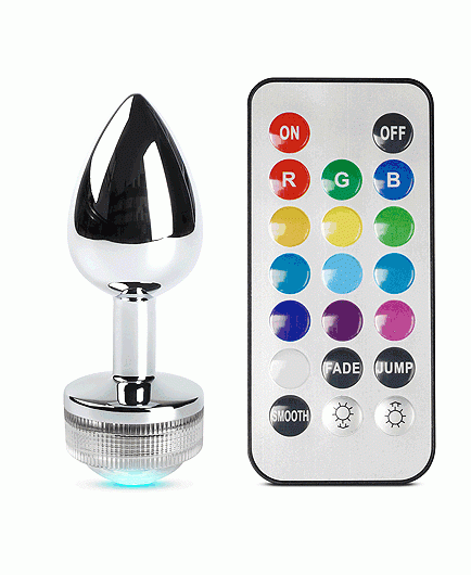 Petit Plug Anal Métal Lumières Leds avec Télécommande