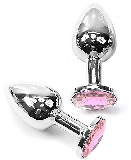 Plug Anal Métal Cristal Bijou Rose Gros Modèle