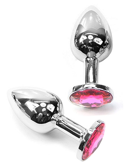 Plug Anal Métal Cristal Bijou Fuchsia Moyen Modèle