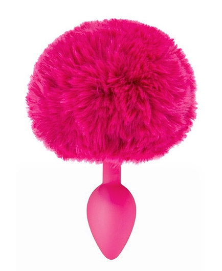 Plug Silicone Queue Lapin Pompon Fourrure Fuchsia