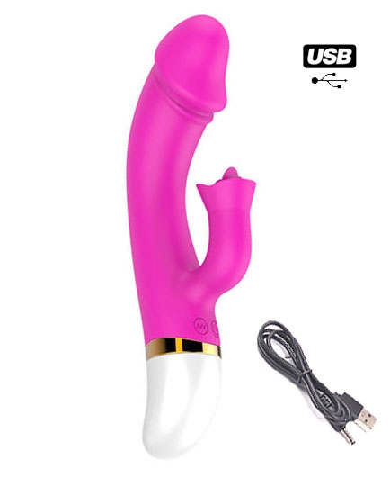 Sextoy Vibrant avec Langues Rotatives Rechargeable