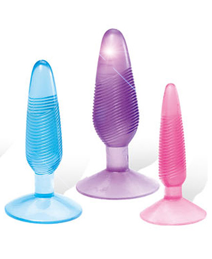 Lot de 3 Plugs à Ventouse Colorés Striés Twirly - photo 1